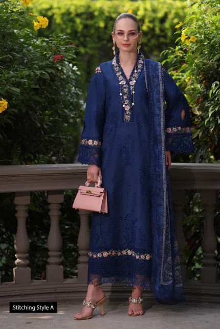 Noor Eid Luxury Schiffli Laserkari By Saadia Asad | D10- Royal Blue