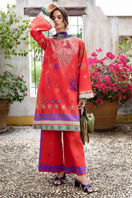 Mirasol Unstitched Printed Cambric By Mushq | Carmin Rosa