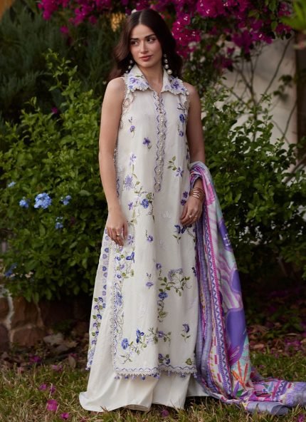 Luxury Lawn By Farah Talib Aziz | D01 - Evita Ivory