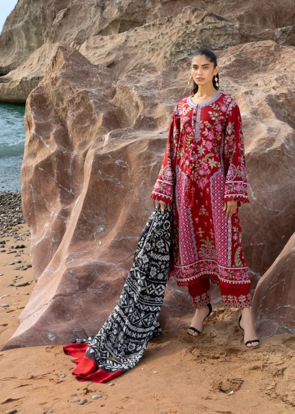 Siraa Luxury Lawn '26 By Sadaf Fawad Khan | D04 - Laal
