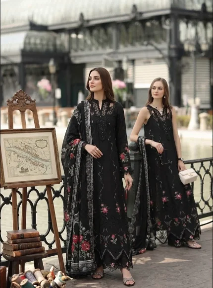 Noor Luxe Chikankari '26 By Saadia Asad | D5 -Cross stitch Black