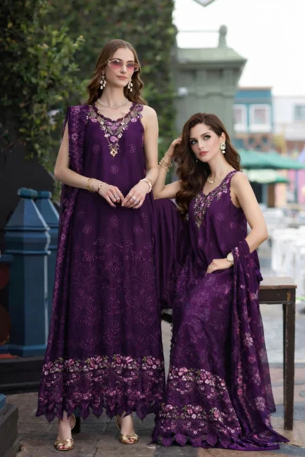 Noor Luxe Chikankari '26 By Saadia Asad | D7 - Aubergine Bloom