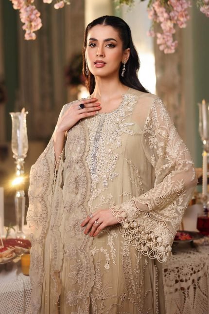 Tea Affair Chiffon By Maria B | MPC-26-103-Olive Gold